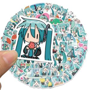 10/65Pcs Kawaii Chibi 하츠네 미쿠 스티커 팩 애니메이션 수하물 데칼 노트북 가방 스케이트 보드 전화 냉장고 방수 스티커