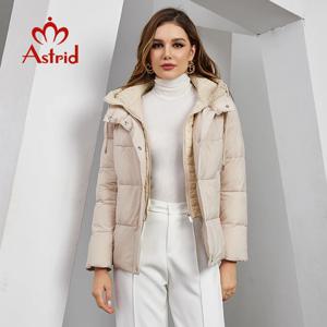 Astrid 여성용 겨울 파카 코트, 후드 가짜 2 피스 짧은 퀼트 재킷, 두꺼운 겉옷, 여성 코튼 패딩 오버코트