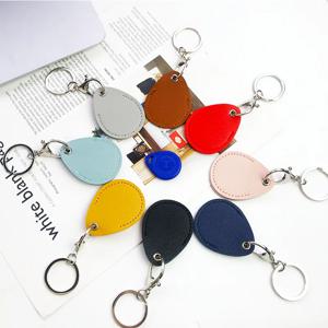1PCS PU 가죽 미니 카드 홀더 키 체인 키 링 도어 잠금 액세스 태그 ID 카드 케이스 키 체인 액세스 카드 가방 키 태그 링