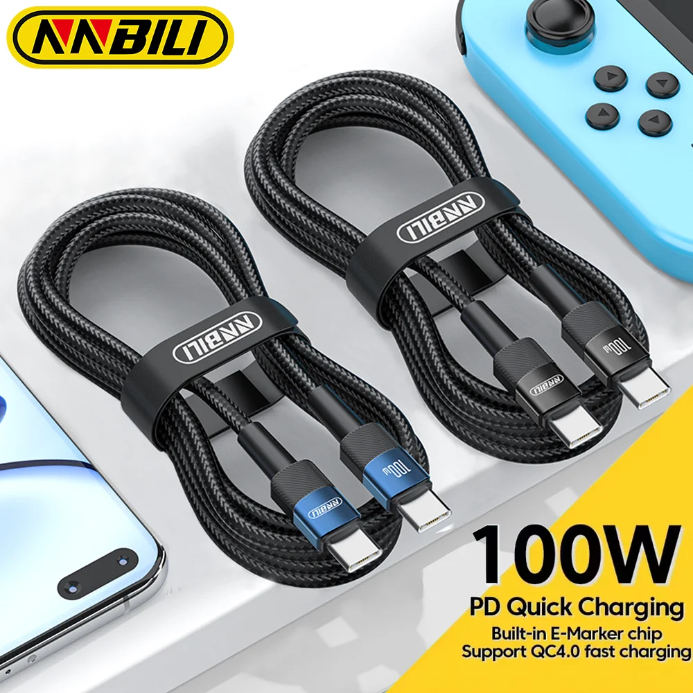 ﻿   NNBILI PD100W 유형 C-USB C 케이블 Xiaomi Samsung Huawei Macbook iPad 용 고속 충전 모바일 휴대 전화 충전 코드 와이어 ﻿