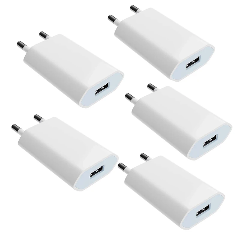 5 개/몫 USB 충전 EU 벽 충전기 애플 아이폰 7 8 6 6S 플러스 X XR XS 11 12 13 Pro Max 5 5S SE 2020 USB 플러그 어댑터