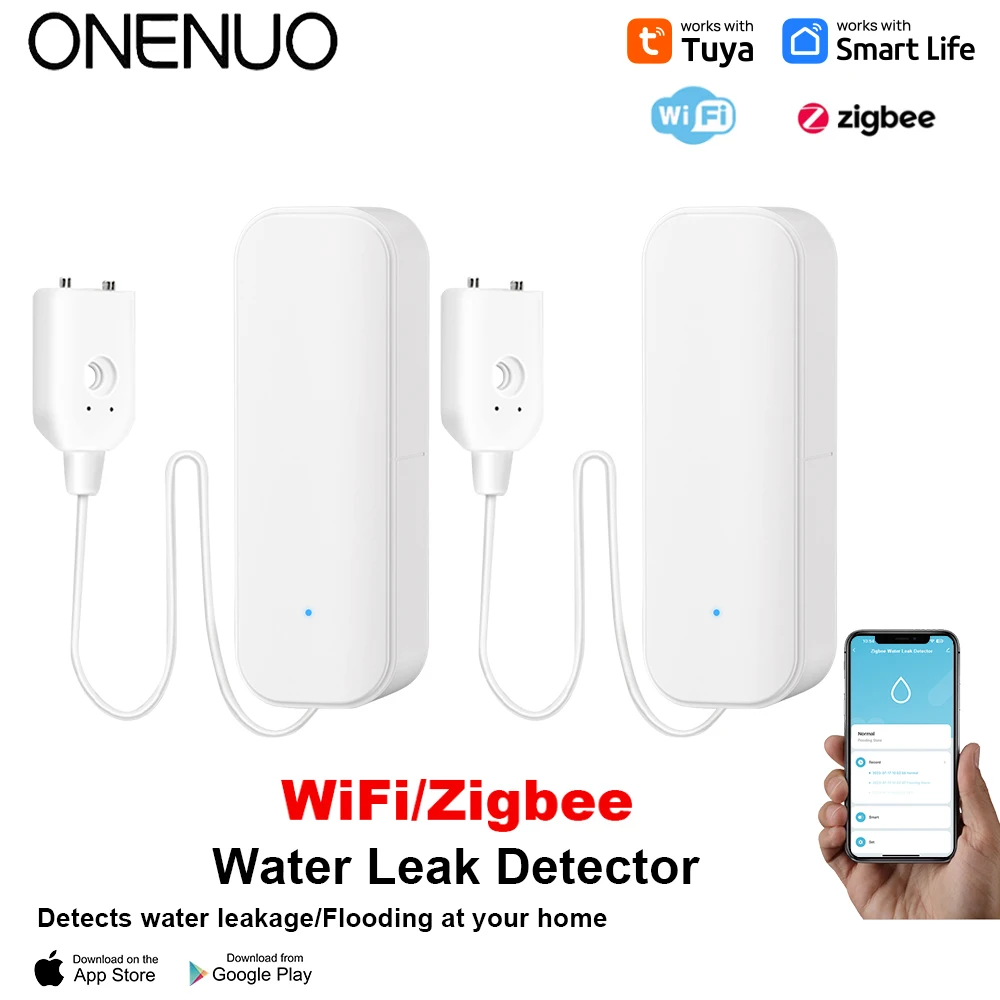 WiFi 또는 Zigbee 누수 센서 Tuya 알람 홍수 누출 감지기 스마트 홈 라이프 APP 물 경고 오버플로 알람 보안 시스템