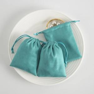10 개/몫 Tinifu 블루 플란넬 쥬얼리 포장 벨벳 Drawstring 파우치 화장품 메이크업 파우치 세련된 결혼식 호의 선물 가방