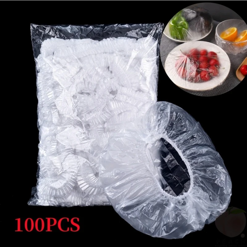 100/50/20pcs 일회용 식품 커버 식품 학년 과일 야채 보관 가방 탄성 비닐 봉투 그릇 컵 주방 신선한 유지 가방