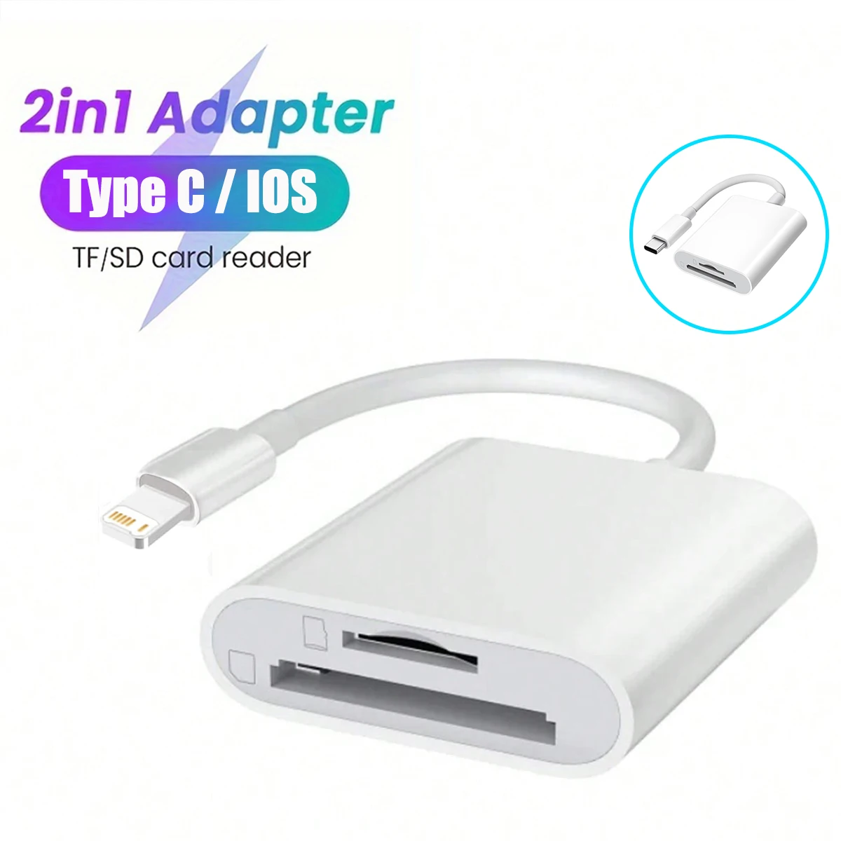 Apple iPhone 15 14 12 13 11 Pro Max Xs XR USB C OTG 어댑터 (iPad 용) 용 2 In 1 SD TF 카드 리더기 Samsung Xiaomi Huawei MacBook