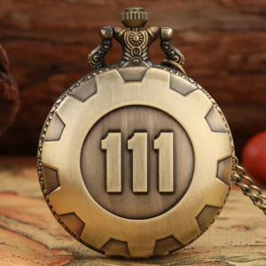 아날로그 펜던트 체인 목걸이 스웨터 쥬얼리 기념품 선물 청동 빈티지 폴아웃 4 Vault 111 석영 회중 시계