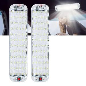2pcs 12V-80V 72LED 지붕 조명 인테리어 라이트 바 스트립 빛 스위치 LED 자동차 인테리어 램프 조명 캠핑카 버스 Motorhome 10W