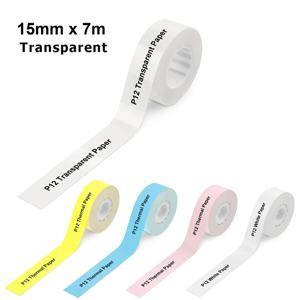 P12 열 라벨 용지 15mm*4M/15mm*7M P12/P15/P50/Q30/D30 KingJim LR5C 사무용 라벨 프린터용 접착 연속 라벨 테이프