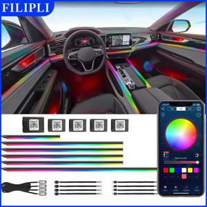 포드 퓨전 풀 유니버설 심포니 LED 스트리머 자동차 앰비언트 라이트, RGB 64 색 인테리어 숨겨진 아크릴 분위기 램프
