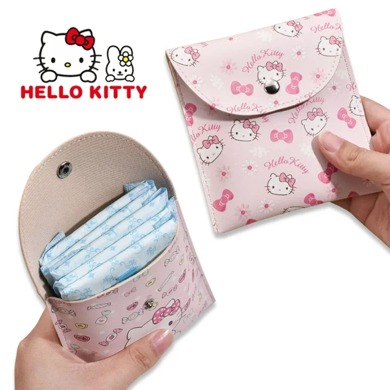 Sanrio 헬로 키티 소녀 여성 탐폰 보관 가방 위생 패드 파우치 냅킨 화장품 가방 방수 다기능 보관 가방
