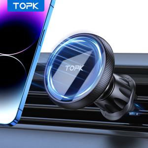 Magsafe 차량용 전화 홀더용 TOPK, 강력한 자기 프리미엄 품질 한 손으로 작동 가능한 금속 후크 자기 차량용 전화 마운트