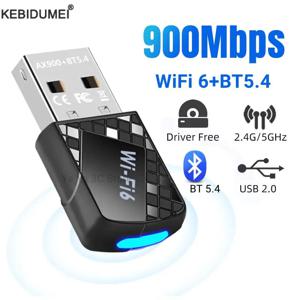900Mbps USB WiFi 6 Bluetooth 5.4 어댑터 2 in 1 동글 듀얼 밴드 2.4G 5G 네트워크 무선 Wlan 수신기 드라이버 무료