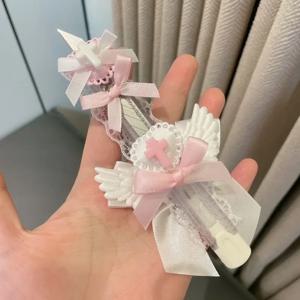 크리 에이 티브 디자인 핑크 컬러 학생을위한 귀여운 칼 달콤한 날개 심장 활 유틸리티 칼 휴대용 미니 종이 커터 학교 용품