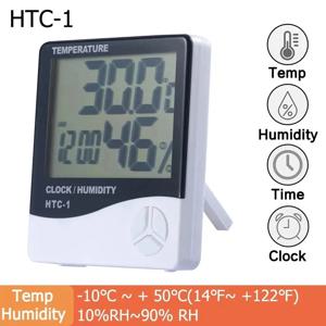HTC-1 LCD 전자 디지털 온도 습도 측정기, 가정용 온도계, 습도계, 실내 실외 기상 관측소 시계