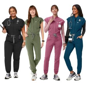 지퍼 만다린 칼라 간호사 스크럽 점프 슈트 의료 유니폼 여성 Heathy Care Center Workwear 패션 치과 의사 수의사 의상