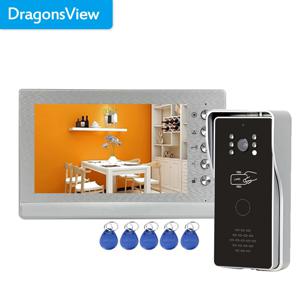 Dragonsview 와이어 비디오 인터콤 비디오 도어 폰 7 인치 모니터 야외 초인종 카메라 RFID 잠금 해제 방수 도어 액세스