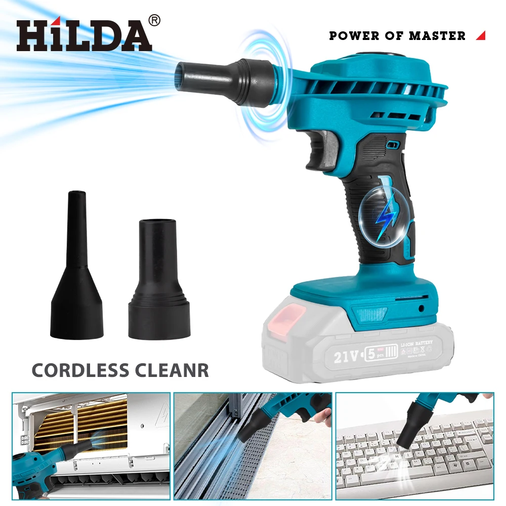 HILDA 2 IN 1 전기 공기 집진기 송풍기 먼지 기계 Makita 배터리 용 충전식 전기 팽창기 클리너 송풍기
