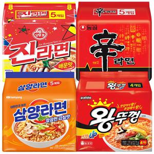 봉지라면(진라면매운맛5개+신라면5개+삼양라면5개+왕뚜껑봉지5개)