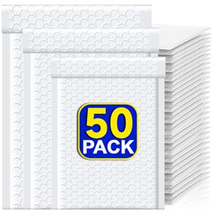 50-10Pcs 버블 봉투 흰색 폼 배송 가방 폴리 버블 메일러 패드 셀프 인감 포장 가방 잡지 11cm 15cm 23cm