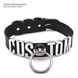 섹시한 펑크 대형 링 펜던트 맞춤형 편지 목걸이 초커 목걸이 DIY 맞춤형 버클 후프 Chocker 쥬얼리 코스프레