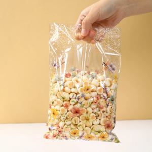 10/25/50pcs 야생화 투명 선물 가방 야생화 봄 생일 파티 선물 포장 가방 1 생일 베이비 샤워 장식