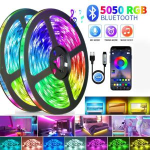 5V 5050 LED 스트립 빛 USB 블루투스 APP 제어 30LED/m RGB 유연한 다이오드 TV 백라이트 램프 홈 크리스마스 장식 조명