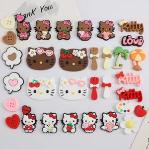 비치 스타일 트로피컬 태닝 헬로키티 슈즈 참 세트 DIY 클로그 샌들 장식 KT 고양이 PVC 소재 디자인 크리스마스 선물