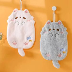 귀여운 만화 타누키 행잉 타월 코랄 벨벳 헤어 타월 두꺼운 천 흡수성 타월 주방 욕실 핸드 타월