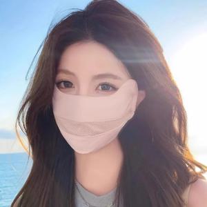 새로운 통기성 얼음 실크 마스크 안티 uv 빨 수있는 선 스크린 마스크 방진 메쉬 안티 썬 마스크 사계절
