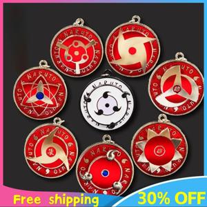 6cm 나루토 애니메이션 피규어 주변 금속 모델 Mangekyo Sharingan 뒤 포장 장식 펜던트 키 체인 생일 선물 완구