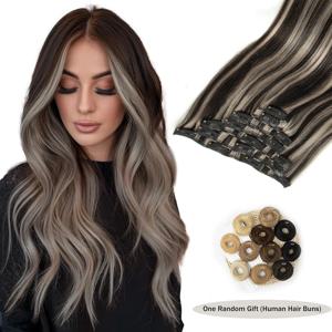 MRSHAIR 클립인 붙임머리 인모 리얼 천연 레미 클립인 헤어 익스텐션 더블 웨프트 7피스 12-24인치 클립온 헤어