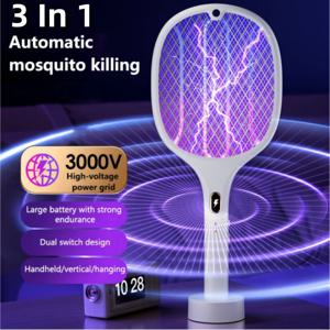 3 In 1 다기능 버그 재퍼 라켓 Usb 충전식 모기 킬러 안전 전기 모기채 해충 방제 용품