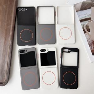 삼성 갤럭시 Z 플립 7 6 5 Flip7 Flip6 Flip5 5G용 MagSafe 마그네틱 폰 케이스, 충격 방지 하드 PU 가죽 보호 커버