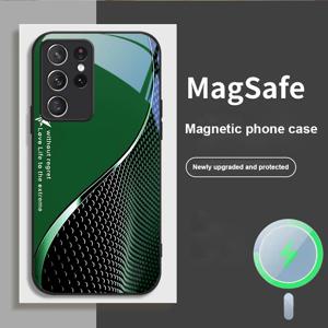 삼성 S 25 S8 S9 S10 S20　U　ltra S21 Pro S22 Plus S23 FE S24 Ultra S25 Edge Magsafe 유리 전화 케이스용 그라디언트 흐르는 빛