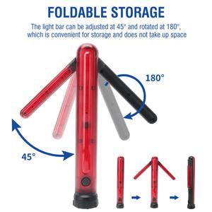 LED 비상 도로변 경광등 접이식 안전 화살표 바 라이트 마그네틱 스탠드 경고 신호 SOS 램프 USB 손전등