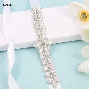 NZUK Daimond 웨딩 벨트 크리스탈 꽃 신부 새시 실버 라인 석 웨딩 새시 신부 들러리 드레스 cinturon novia