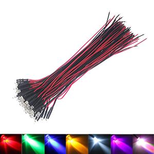 20pcs 3V 5V 12V 24V 3mm 5mm LED 빨강/녹색/파랑/노란색/UV/오렌지/핑크/따뜻한/흰색/아이스 블루/RGB 사전 유선 발광 다이오드