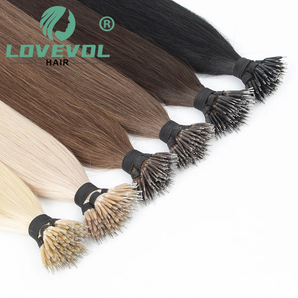 100Pcs & 50Pcs 스트레이트 나노 링 헤어 익스텐션 32 색 유럽 마이크로 비즈 링 인간 헤어 익스텐션 0.5g/0.8g/1g/스트랜드