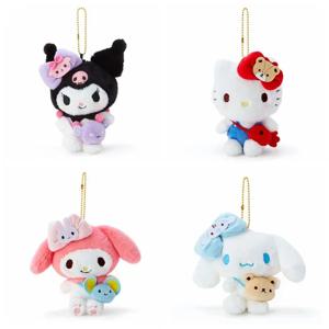 12cmSanrio 만화 카와이 마이 멜로디 Kuromi Cinnamoroll Kt 고양이 Purin 개 봉제 인형 애니메이션 박제 동물 열쇠 고리 작은 펜던트