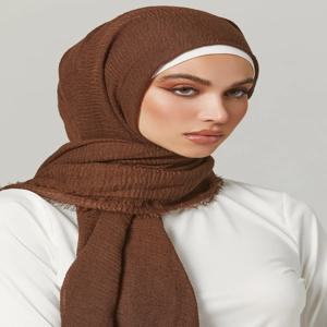 175*70cm 이슬람 여성 Crinkle Hijab 스카프 부드러운 솔리드 코튼 헤드 스카프 Turban Shawls 및 랩 Hijab 이슬람 여성 베일 두건