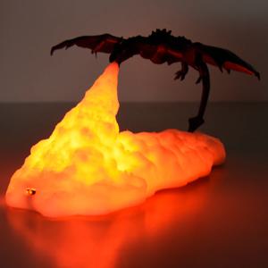 3D 룸 장식 인쇄 LED 화재 드래곤 아이스 드래곤 램프 홈 데스크탑 충전식 램프 어린이를위한 최고의 선물 가족 홈 장식