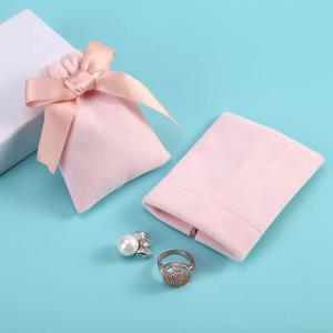 10 개/몫 7x9cm 핑크 벨벳 리본 가방 Drawstring 귀걸이 반지 목걸이 팔찌 웨딩 크리스마스 선물 보관 파우치