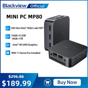 Blackview MP80 미니 PC 12세대 Intel Alder Lake N95/N97 DDR5 16GB 512GB/1TB SSD VESA 미니 데스크탑 컴퓨터 4K HDMI Windows