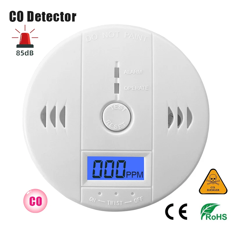 일산화탄소 감지기 알람 새로운 광전 센서 85dB 소리 경고 LCD 디지털 디스플레이 홈 실내 CO 중독 사이렌