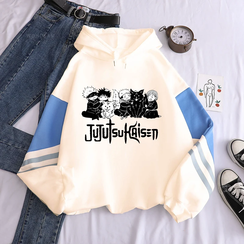 Anime Jujutsu Kaisen 까마귀 Kawaii Gojo Satoru 그래픽 까마귀 가을 겨울 플러스 사이즈 후드 2023 Hot Manga Print 스웨터