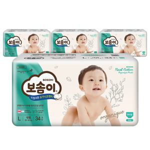 보솜이 리얼코튼 오가니크 팬티 대형 남아 34매 4팩