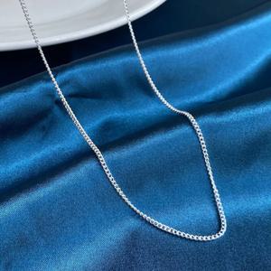 925 스털링 실버 2MM 40-75cm 사이드 체인 목걸이 남성 여성 매력 웨딩 파티 선물 쥬얼리 크리스마스 액세서리