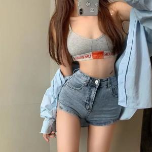 하이웨이스트 슬림 데님 반바지 여성 여름 타이트 핫팬츠 미니 슬릿 힙업 트렌디 코튼 스트레치 청반바지
