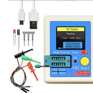 LCR-T7 트랜지스터 테스터 다이오드 삼극관 MOS/NPN/PNP 커패시터 저항 트랜지스터용 멀티미터 다채로운 디스플레이 TFT