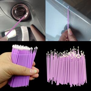 100Pcs 최대 페인트 마이크로 브러시 팁 1.5mm 미니 자동차 터치 업 페인트 마이크로 브러시 보라색 자동 애플리케이터 스틱 자세히 자동차 제품